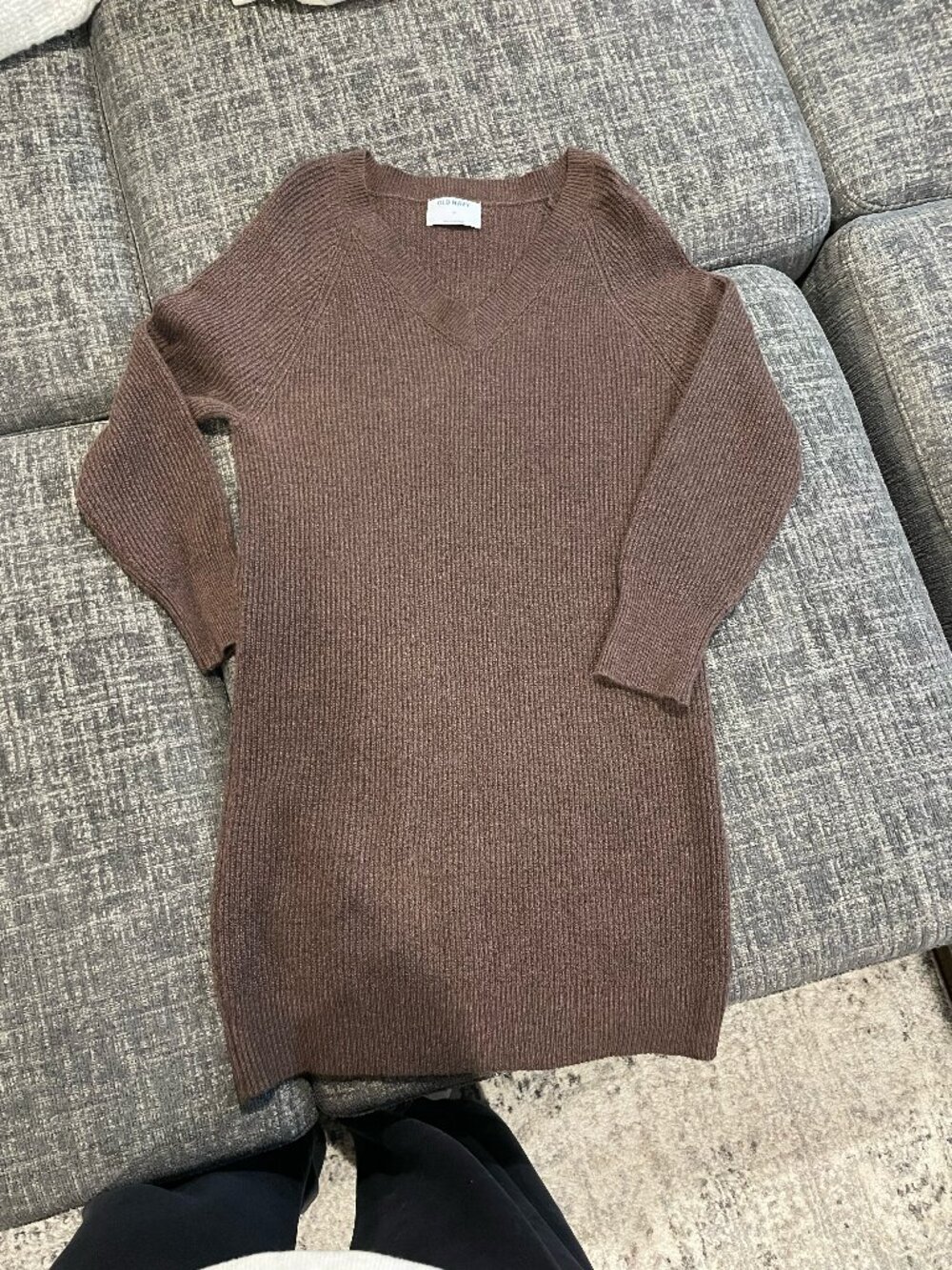 brown sweater dress, knit, size xs